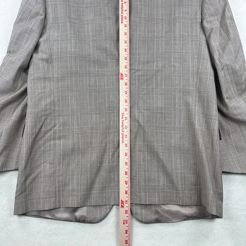 Loro Piana Super 110s Wool Glen Plaid Sport Coat Blazer Grey Brown Mens 42R
